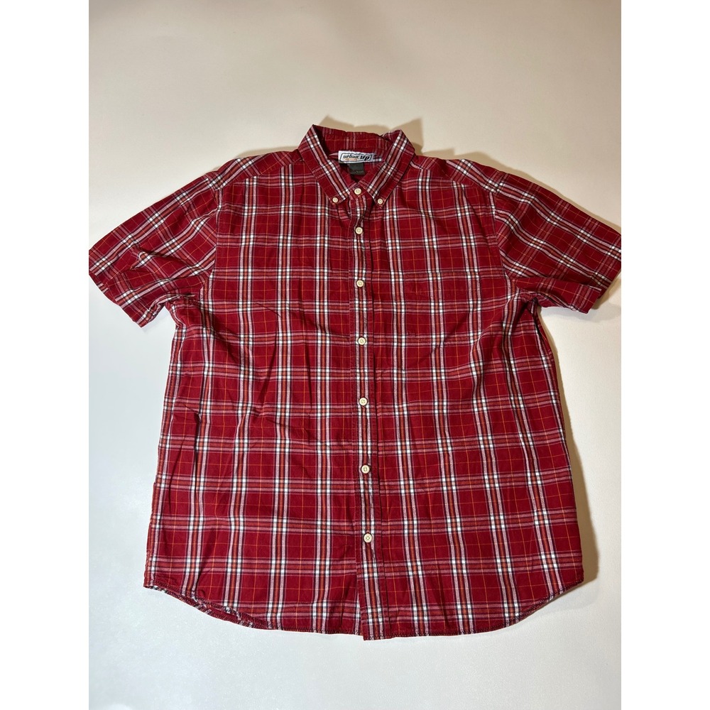 Urban Pipeline Button Down Shirt Mens Large Red Excellent Plaid Short Sleeve